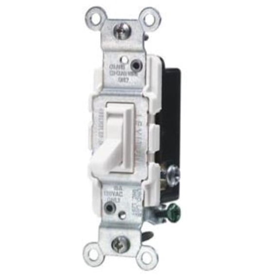 15 amps Three Pole 3-Way protective Treated Toggle Switch, White