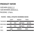 thumbnail image 5 of Calcetines de algodón para correr, calcetines deportivos de peso medio, calcetines de cinco dedos, 3 pares, talla 7-11, 5 of 5