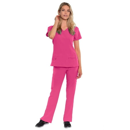

Med Couture Activate Women s V-Neck Racerback Scrub Top & Yoga 2 Cargo Pocket Scrub Pant Set [XS - 3XL]