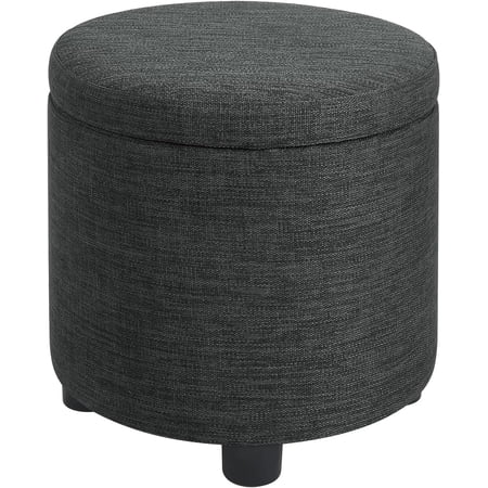 Round Accent Storage Ottoman with Reversible Tray Lid