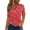 Red-01, variant on Perfectbot Women T-Shirts Loose Casual Summer Print V Neck Short Sleeve Button Blouses Size S-3XL
