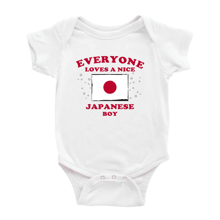 

Everyone Loves a Nice Japanese Boy Cute Baby Bodysuit Newborn Clothes Outfits (White 12-18 Months)