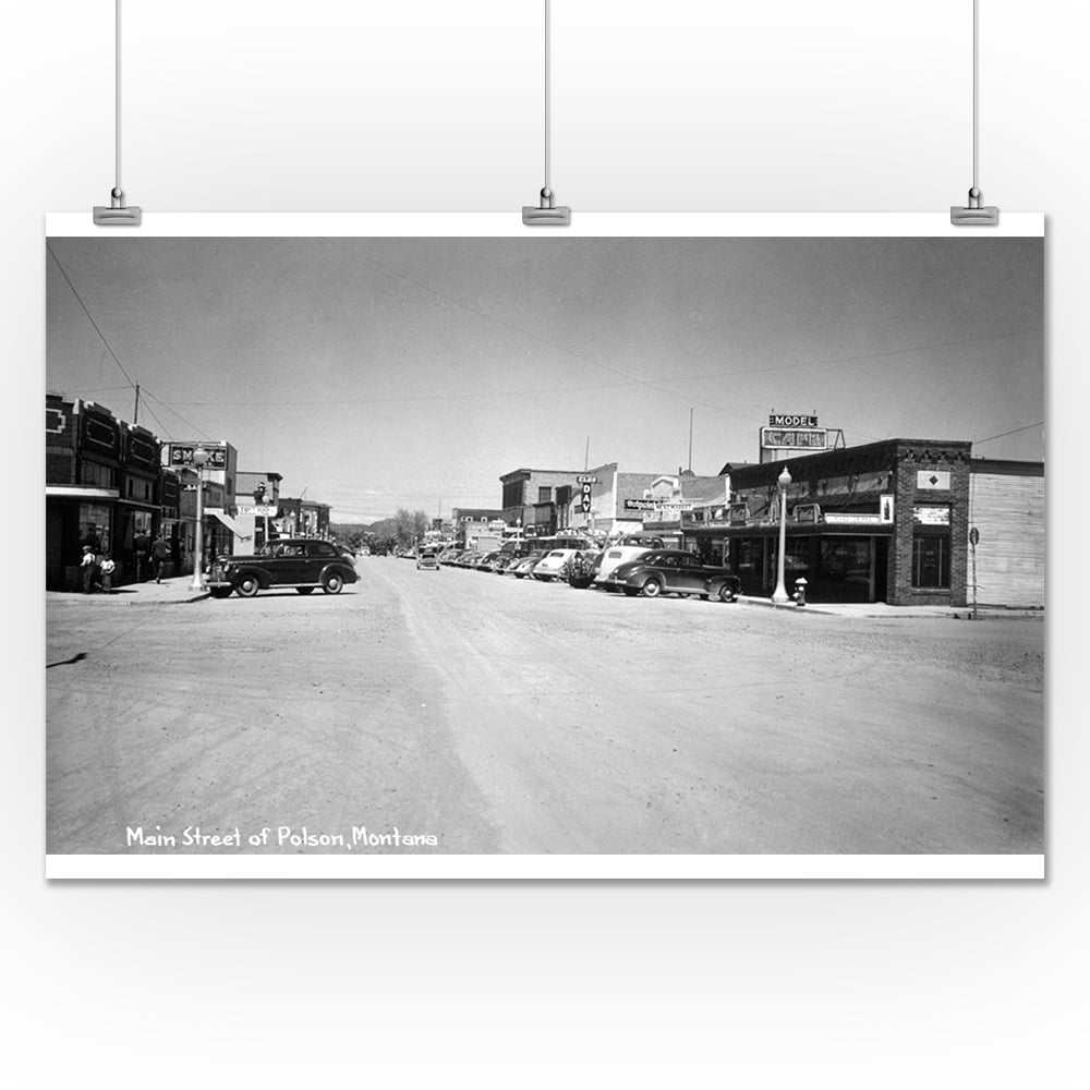 Polson, Montana Main Street Photograph (24x36 Giclee Gallery Print