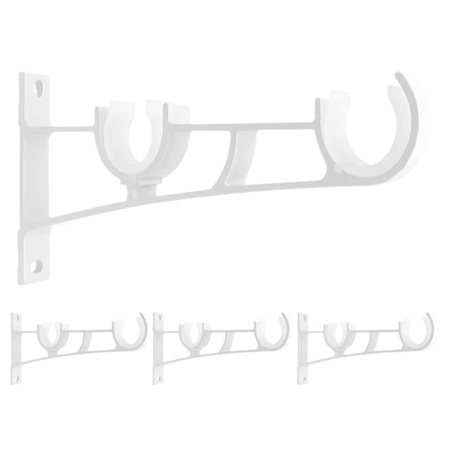 Shisuyan Curtain and Roman Rod Compatibility Brackets White Iron 4Set 7.6X3.5X0.7In