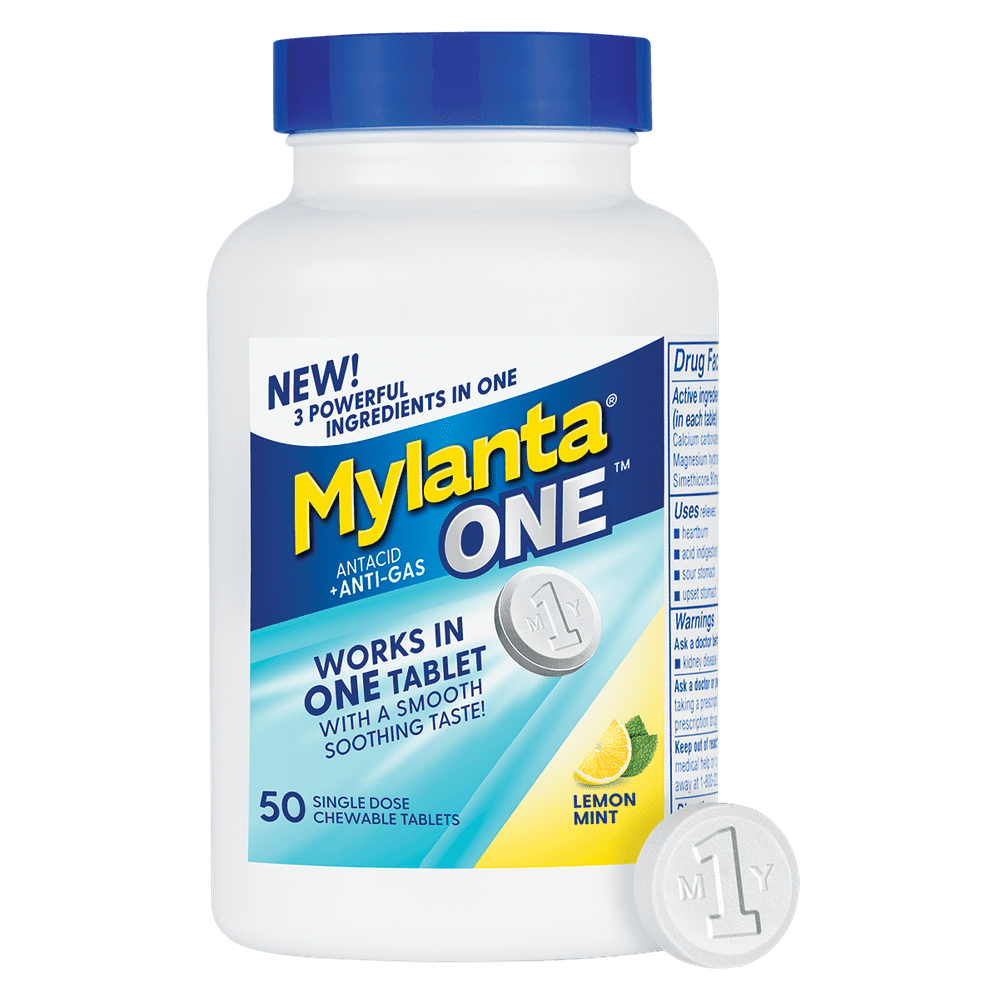 Mylanta One Antacid and AntiGas Single Dose Chewable Tablets for