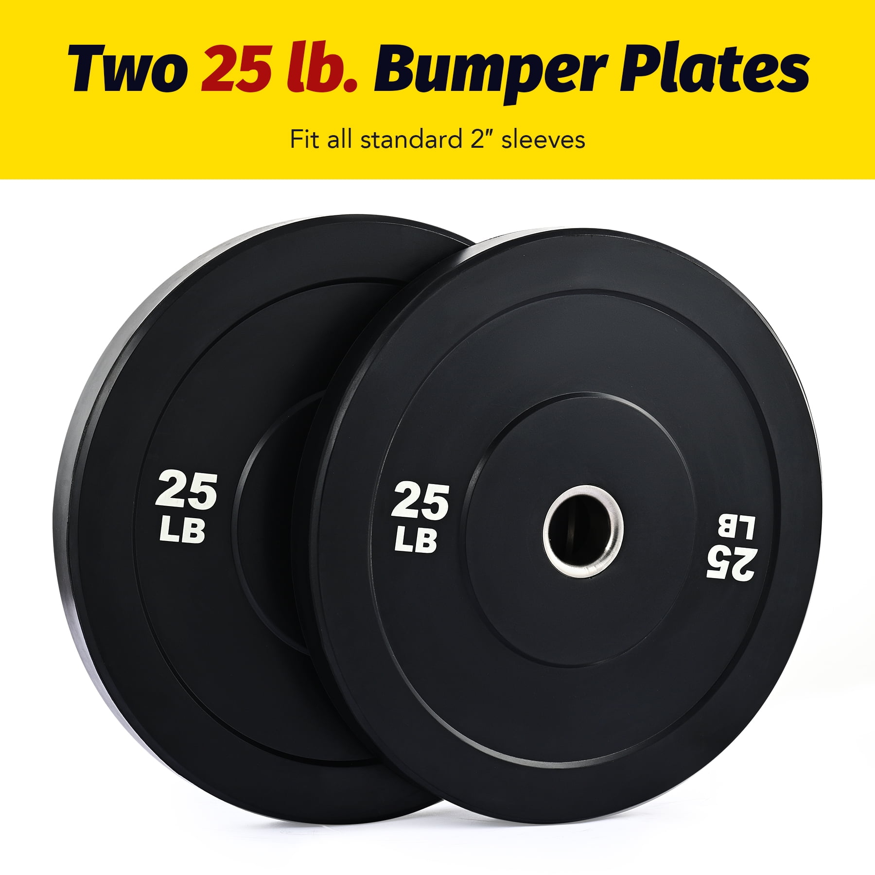 Weightlifting Ideal for Cross-Training Single Fitness and Gym Weights One Rubber Weight Plate in Pounds for Olympic Barbells HD Bumper Plates 2 1 - 10LB / 15LB / 25LB / 35LB / 45LB 