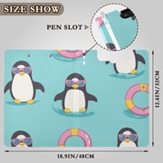 Cute Penguin with Sunglasses Swim Circles Foldable Binder Folder Clipboard with Pen Slot Double Clips A4 Size File Storage