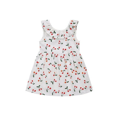 Summer Princess Dresses for Baby Girls Children's Clothing Cherry Blossom Tied Bow Tie Sleeveless Vest Dress Skirts