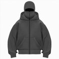 thumbnail image 2 of NOLDARES Women's Balaclava Hoodie Full Zipper Jacket Double Hooded Sweatshirt Wind Resistant Athletic Coat(T153-Dark Gray,XL), 2 of 5