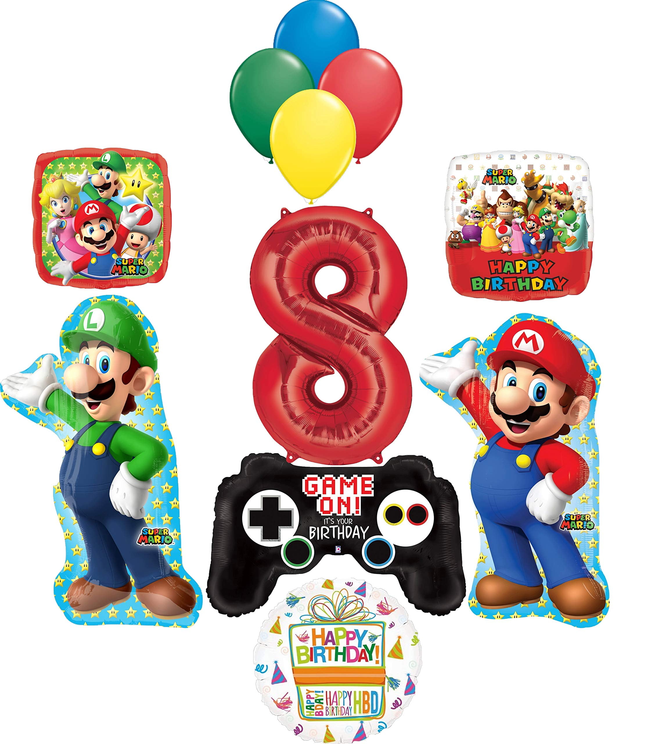 Super Mario Brothers Party Supplies 7th Birthday Balloon Bouquet  Decorations - Walmart.com