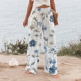 thumbnail image 4 of Womens Pants Casual Boho Palazzo Pants Wide Leg Lounge Pants Trousers Women's Floral Print Pants High Waist Smocked Elastic Waist Casual Trousers with Pockets for Beach Vacation, 4 of 5