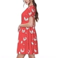 thumbnail image 2 of Easygdp Cartoon Rooster para Vestido Transpirable de Mujer, Vestido Suelto de Manga Corta con Pliegues y Bolsillos para el Verano, 2 of 6