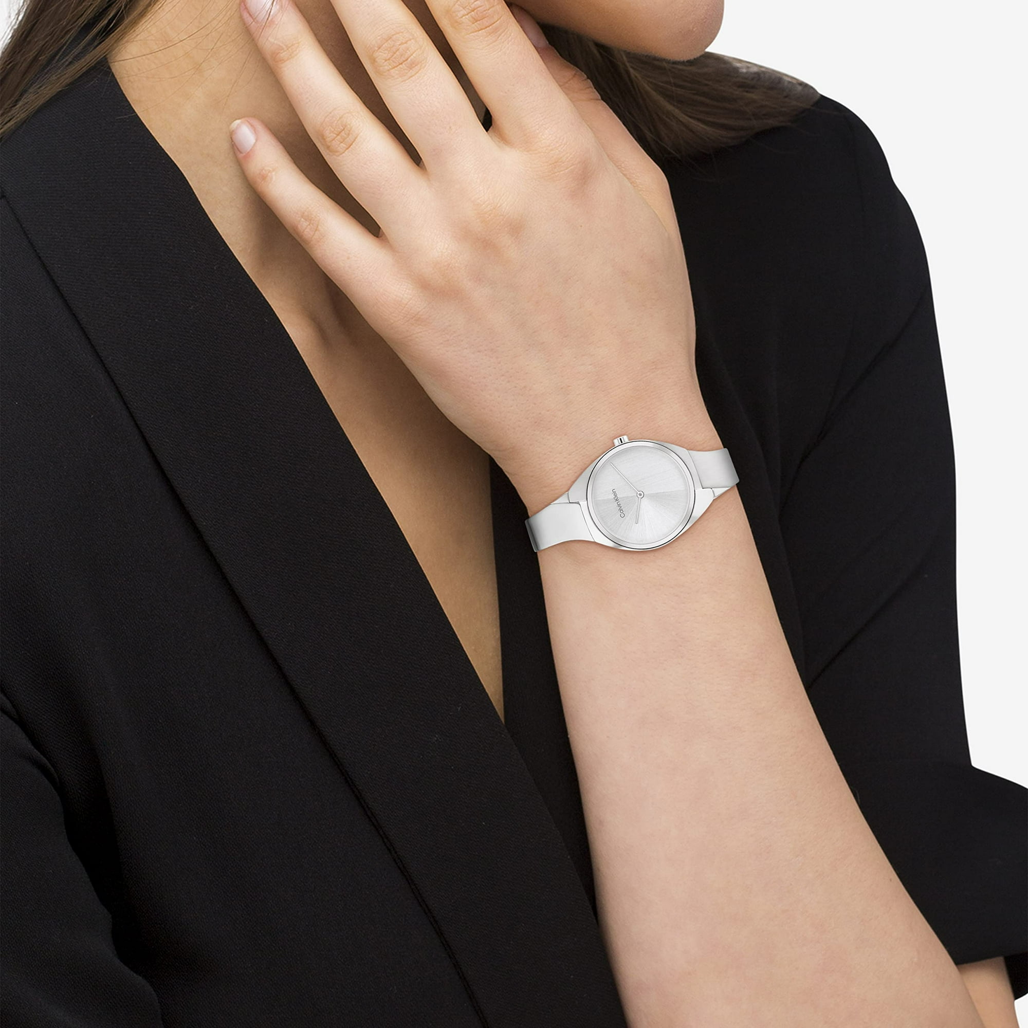 Calvin Klein Women s Quartz Stainless Steel Case and Bangle Bracelet Watch Color Silver Model 25200234 Walmart
