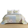 thumbnail image 2 of 3-Piece Cottage Style Patchwork Quilt Bedspread Set with Floral Prints, 2 of 15