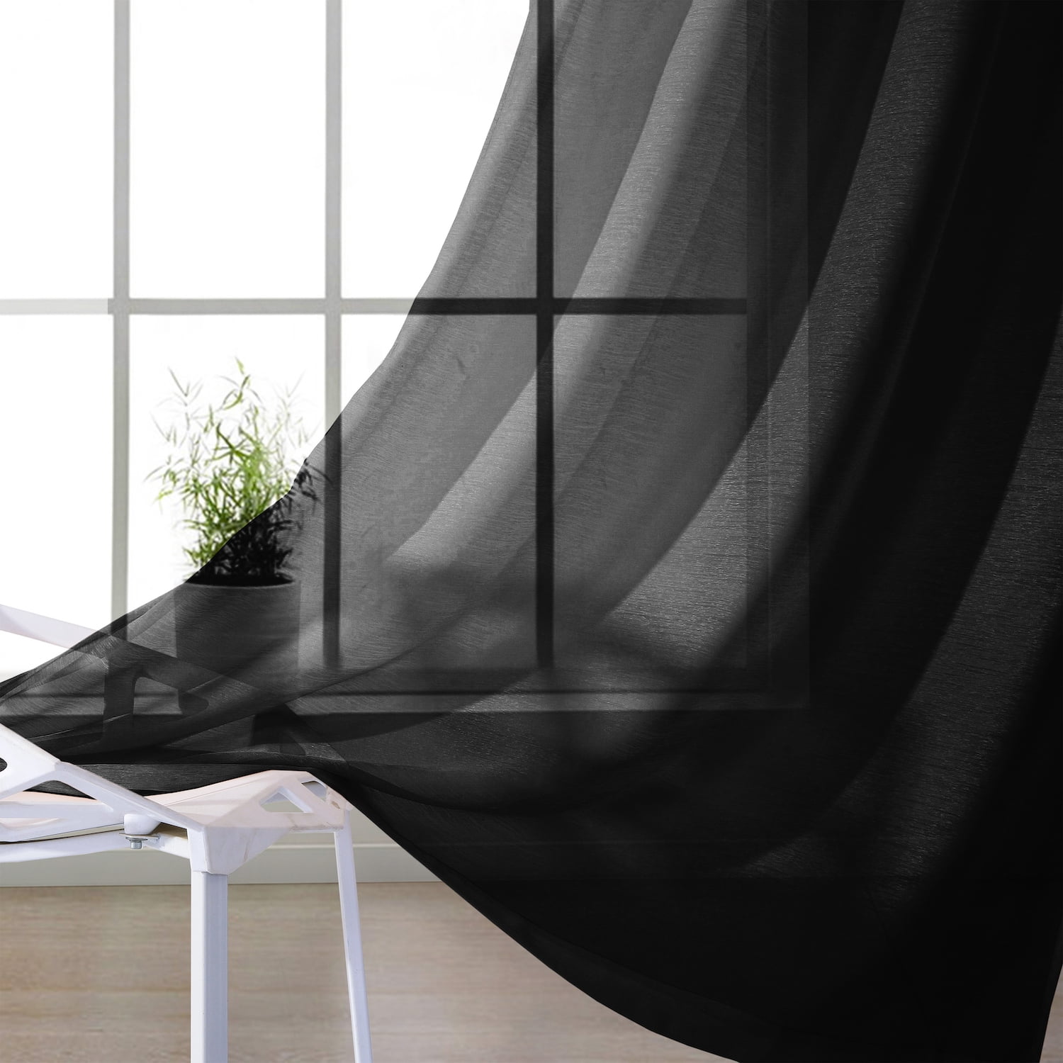 Dainty Home Malibu Textured Semi-Sheer Linen Look Grommet Top Curtain Set Of 4, 54" x 84" each (Covers Two Windows)