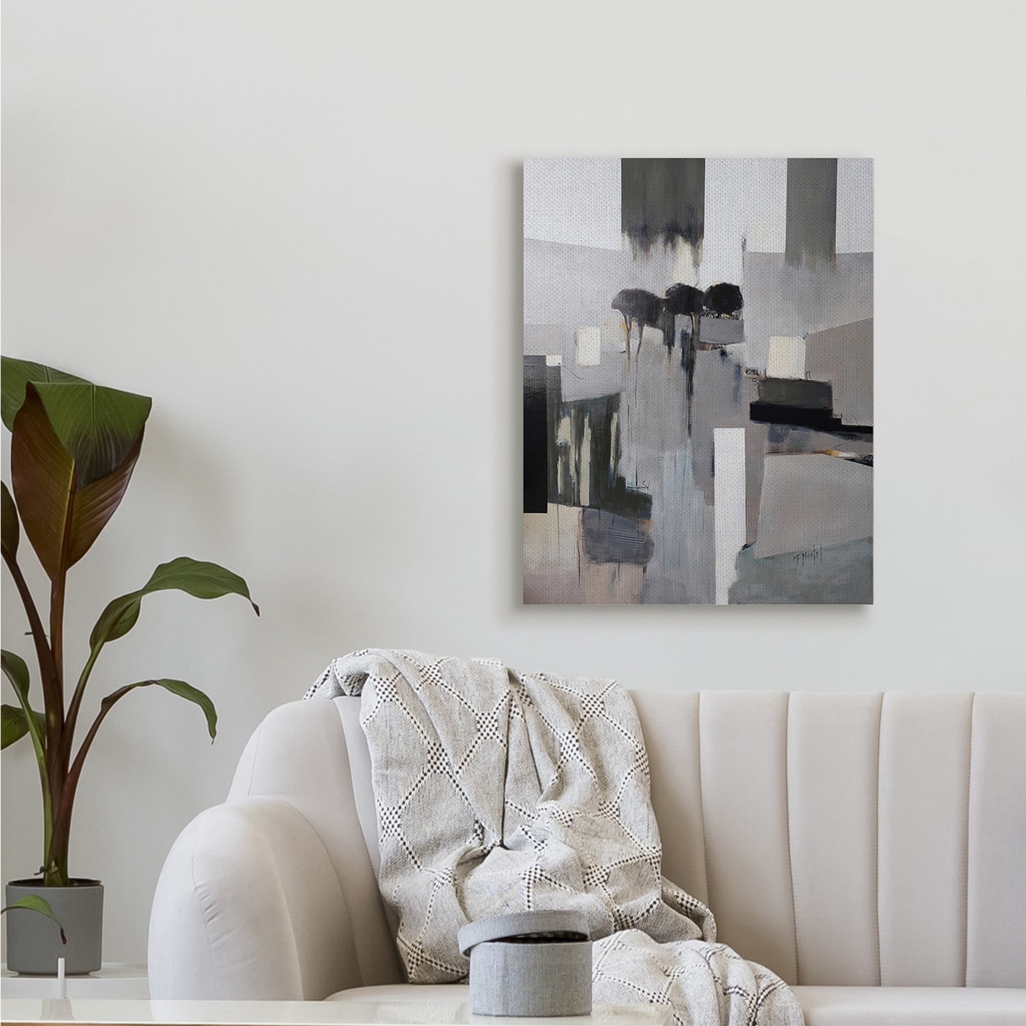Stupell Industries Remain Standing Montel Abstract Shapes Grey Black,24 x 30,Designed by Fanou Montel