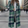 thumbnail image 5 of Womens Plaid Shacket Jacket Long Sleeve Button Up Lapel Flannel Shirt Fall Winter Clothing Woolen Coats (L, Green), 5 of 6