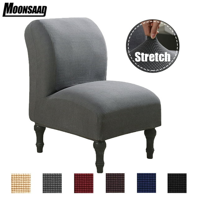 Moonsaad Housse Extensible Texturée à Carreaux pour Chaise Sans Accoudoirs à Dossier Ailé, Housse de Protection de Chaise en Spandex, Taille : L