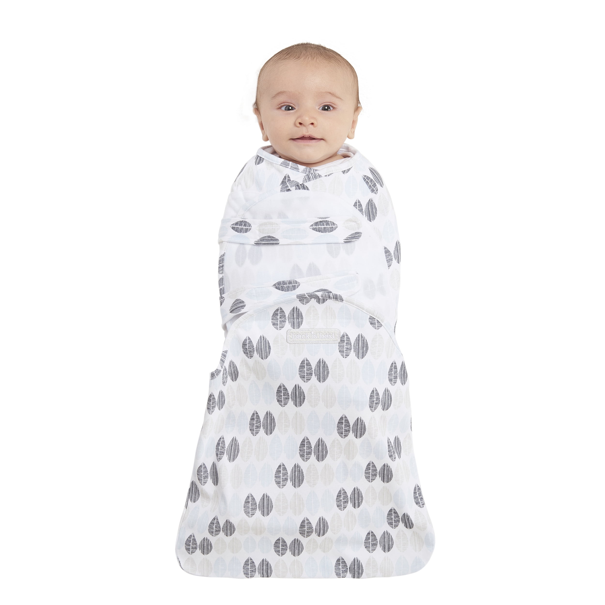 HALO SwaddleSure OnePiece Swaddle, 100 Cotton, Neutral Leaf, Newborn