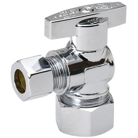 1/4 Turn Angle Supply Valve - B&K Proline 1/4 Turn Angle Angle Supply Line Valve, 5/8 X 3/8 in, Compression, 125 psi, Brass Body