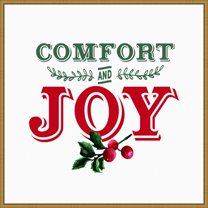 Amanti Art Comfort and Joy Holly Berry Framed Canvas Wall Art Print