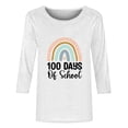 thumbnail image 4 of Lilgiuy 100 Days of School Blouses for Women,3/4 Sleeve Cute Rainbow Graphic Letter Print Tees Blouses Casual Plus Size Basic Tops Pullover Spring (White,M), 4 of 4