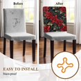 thumbnail image 5 of Christmas Flower Chair Covers Set of 8 Poinsettia Leaf Red Floral Chair Back Covers Stretch Removable Washable Slipcovers Protector for Dining Room Kitchen Party Decor, 5 of 5