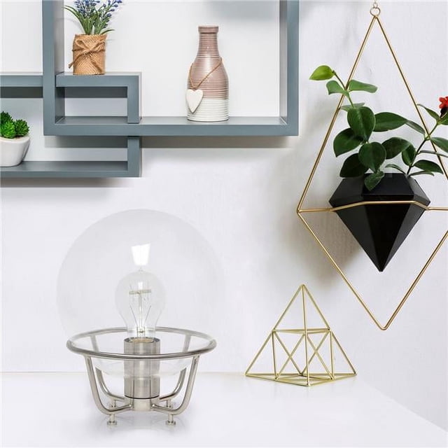All the Rages LHT-5032-BN Lalia Home Old World Globe Glass Table Lamp, Brushed Nickel