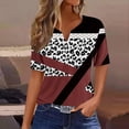 thumbnail image 1 of Fiudx Ofertas Flash Del Día Solo En Línea Blusa de Manga Corta Estampada a La Moda para Mujer, Blusas Informales con Cuello Redondo, 1 of 4