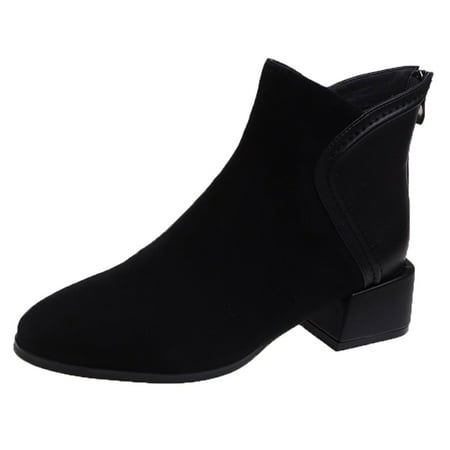 

Fsqjgq Women Lug Sole Platform Boots Fashion Boots Women Frosted Pointed Square Heel Boots French Ankle Boots Women Womens Leopard Boots Black 39