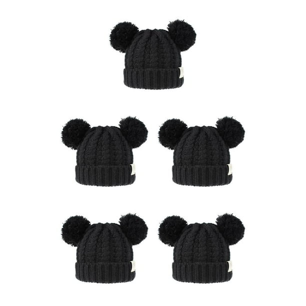 Guardurnaity Gorro con giro de frita, diseño de doble capa, gorro con forro cómodo, gorros de gran elasticidad, hermoso regalo para Negro 5piezas