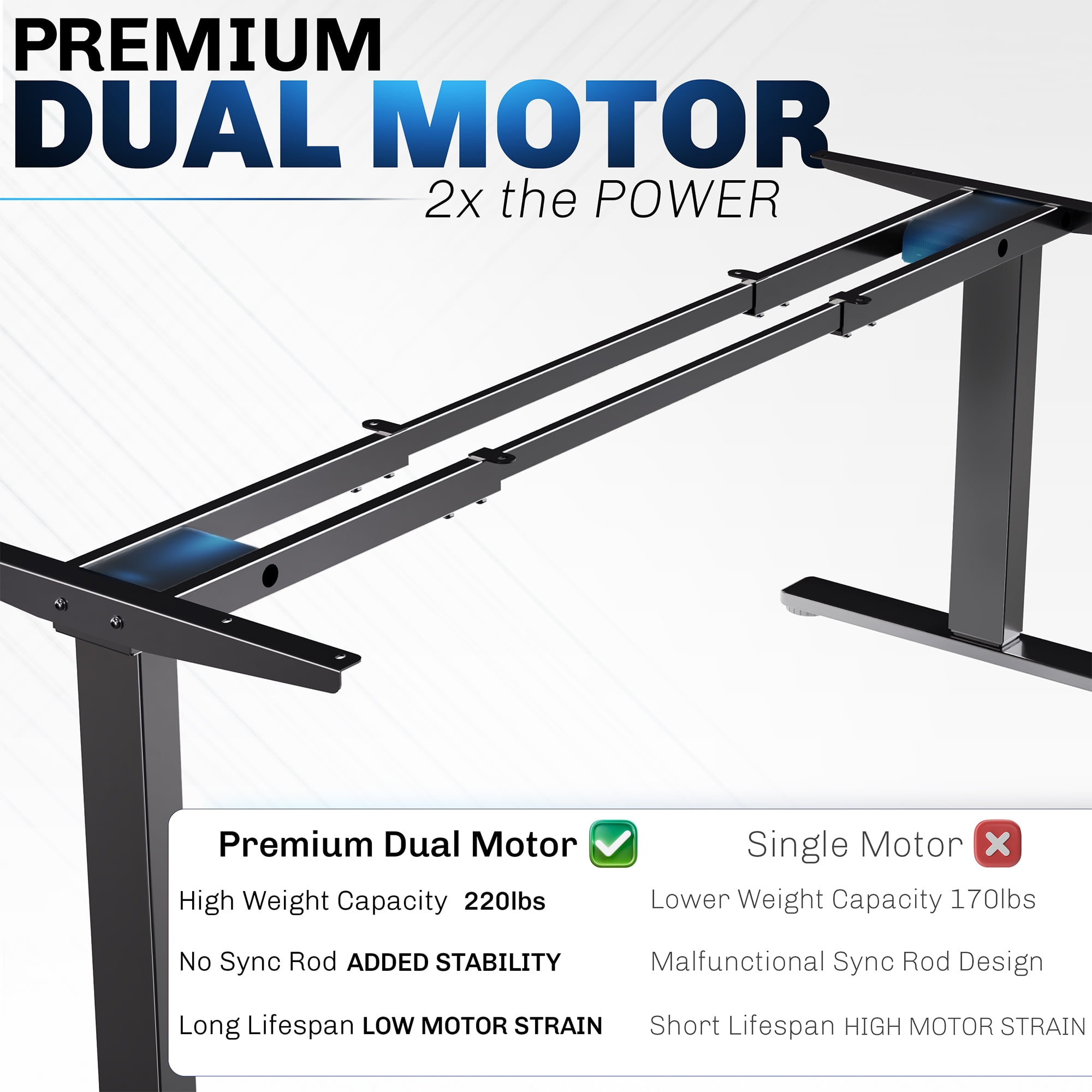 VIVO Black Electric Standing Height Adjustable Desk Frame, Dual Motor Ergonomic