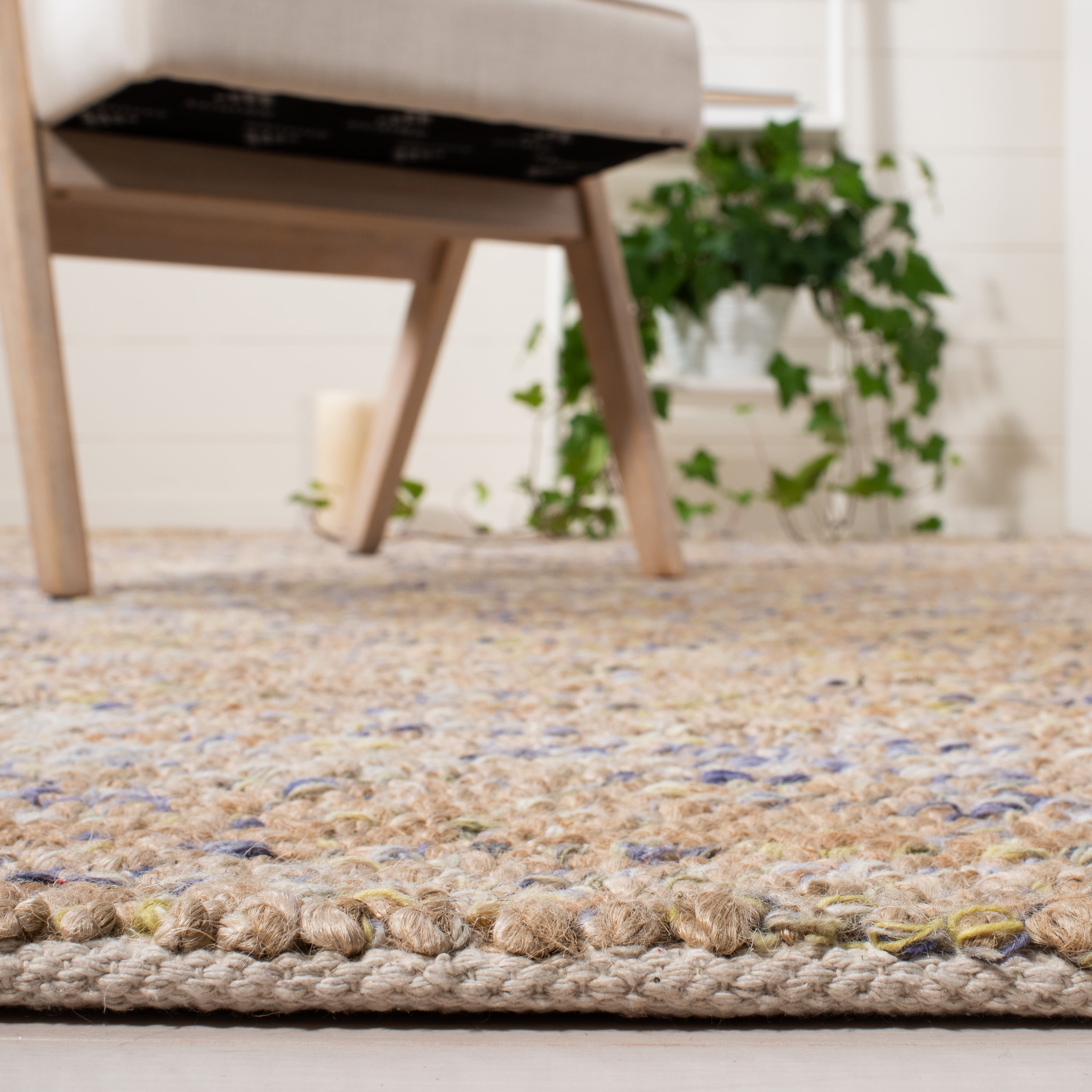SAFAVIEH Bohemian Martha Solid Area Rug, Natural/Purple, 8' x 10'