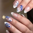 thumbnail image 2 of Uñas postizas press on NEWSPIED almendra con flores 3D y puntas francesas, 2 of 7