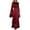 Red, variant on KHONTS Women's Solid Color Maxi Dresses Long Sleeve Pleated Evening Dress Elegant Belted Dress Rose Gold XL