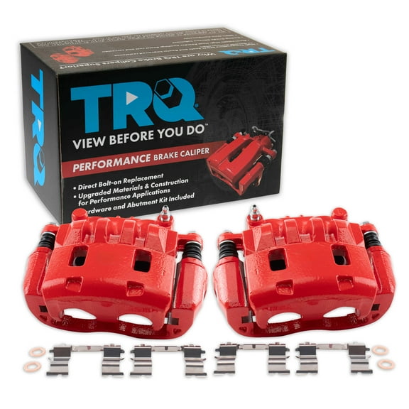 TRQ Front Performance Brake Caliper Set Red Compatible with 2005-2006 Saab 9-2X 2002-2014 Subaru Impreza 2003-2005 Legacy