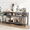 thumbnail image 4 of 58" TV Stand for TV up to 65 Inches, Wooden TV Console Table with Open Storage Shelves, Modern Entertainment Center with Metal Frame for Living Room, Bedroom, Gray, 4 of 5