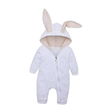 

Cotton Big Ear Bunny Zipper Jumpsuit Climbing Clothes - White (6-9 Months) as described