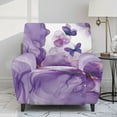 thumbnail image 2 of FOR U DESIGNS Butterfly Marble Purple Print Recliner Chair Covers Stretch Recliner Couch Covers 4-Pieces Anti-Dust Reclining Slipcovers Furniture Protector with Storage Pocket, 2 of 8