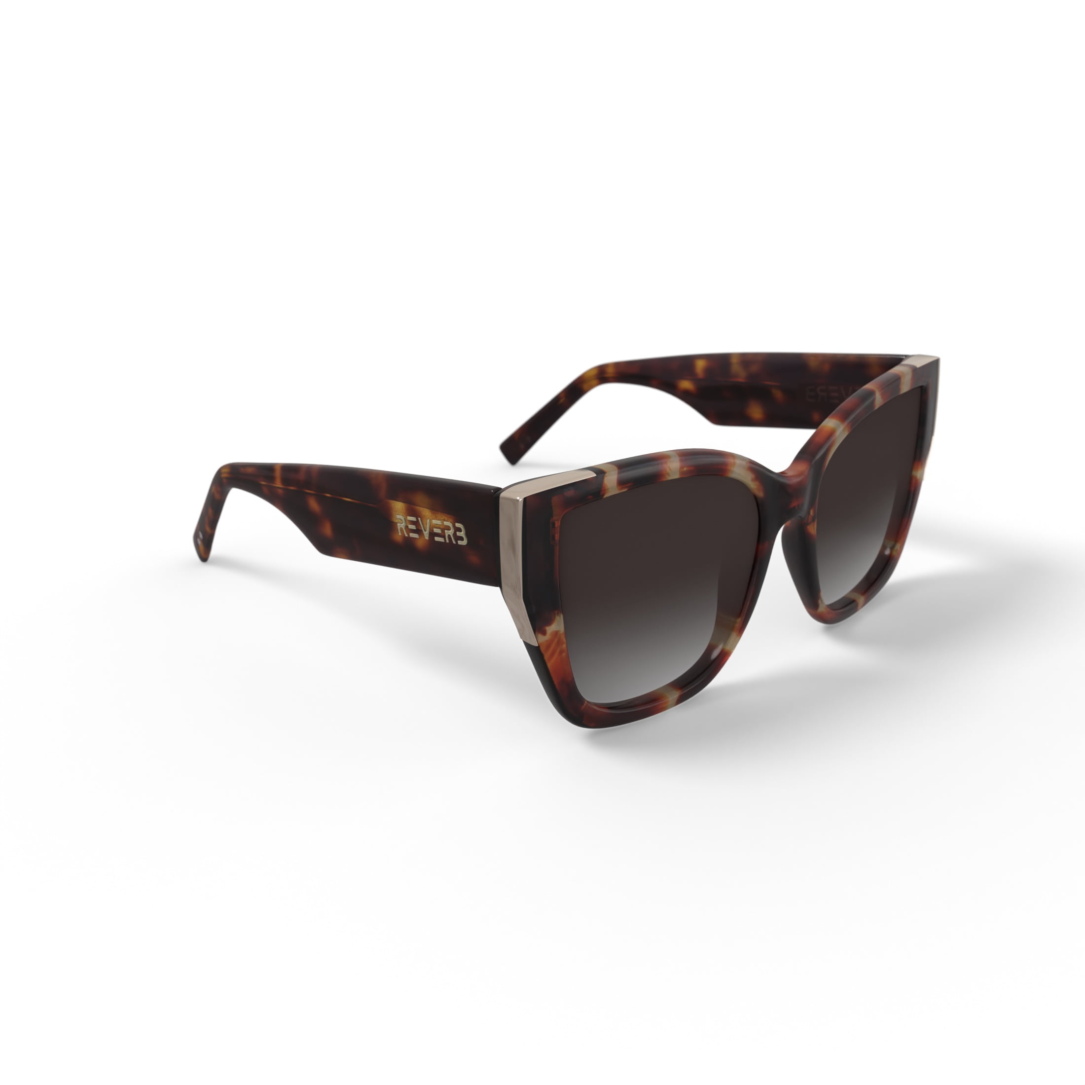 Reverb Women's Overstated Angular Square Prescription Fashion Sunglasses, RVLOS2002, Tortoise, 55-19-145, with Case