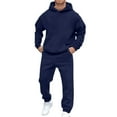 thumbnail image 2 of Jogging Suits For Men 2 Piece Set Casual Solid Color Hoodies Sweatshirt And Joggers Sweatpants Set Street Fall Winter Long Sleeve Sport Suit Set With Pocket, 2 of 4
