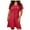 Red, variant on Zedker Women's V-Neck Ruched Casual T Shirt Dress Summer Short Sleeve Swing Dresses with Pockets