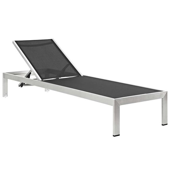 Silver Black Shore Outdoor Patio Aluminum Chaise
