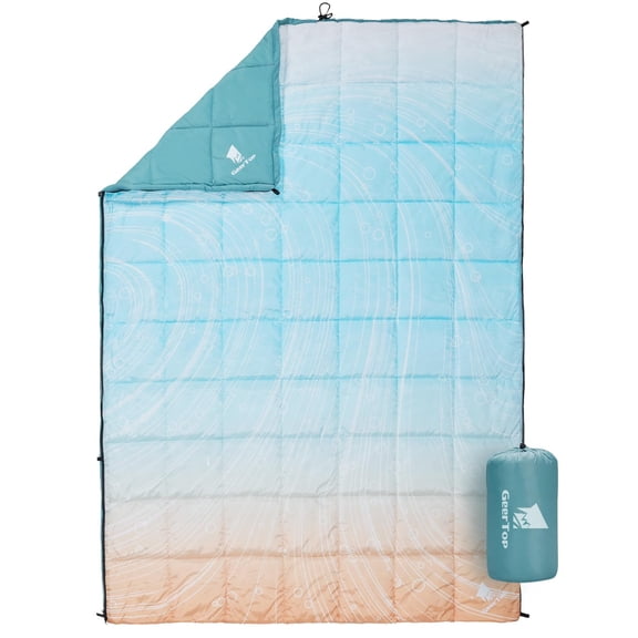 GEERTOP Lightweight Camping Blanket for Cold Weather – Warm Puffy Versatile Outdoor Sleeping Bag Blanket with Zipper for Backpacking, Hiking, Stadium, Travel