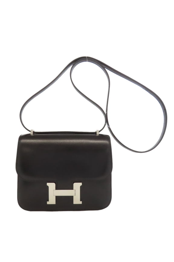 Pre-Owned Hermes Constance Mini Shoulder Bag, Silver Hardware, Box Calf Leather, Women's