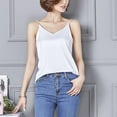 thumbnail image 4 of Fsqjgq 2024 Spaghetti Strap Top Women Halter V Neck Basic White T-Shirt Sleeveless Satin Silk Tank Tops Women's Summer Camisole White Xl, 4 of 6