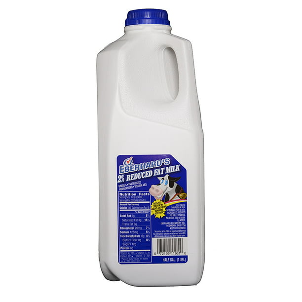 Eberhard's Dairy 2 ReducedFat Unflavored Milk, Half Gallon Walmart