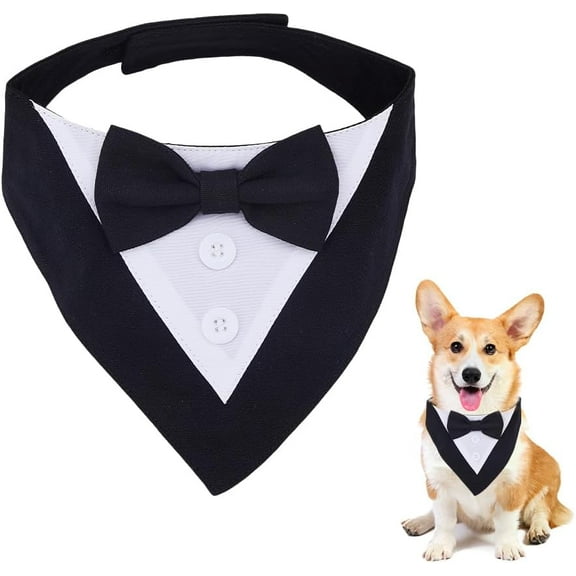 Dog Tuxedo Dog Suit Dogs Wedding Outfit Tie Shirt Adjustable Dogs Tux Formal Puppy Costumes Pet Outfit with Bowtie for Christmas Birthday Party Costumes Black M