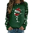 thumbnail image 1 of Gibobby Sudaderas navideñas Blusa holgada con cuello redondo y estampado de Navidad para mujer, camisetas de entrenamiento de manga larga a la moda(Verde,M), 1 of 5