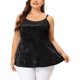 thumbnail image 1 of Women's Plus Size Cami Blouses Adjustable Strap Velvet Peplum Top Black 4X, 1 of 5